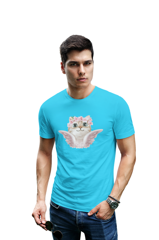 wildlifekart.com Presents Men Cotton Regular Fit T-Shirt | Design : cat with wings - Image 9