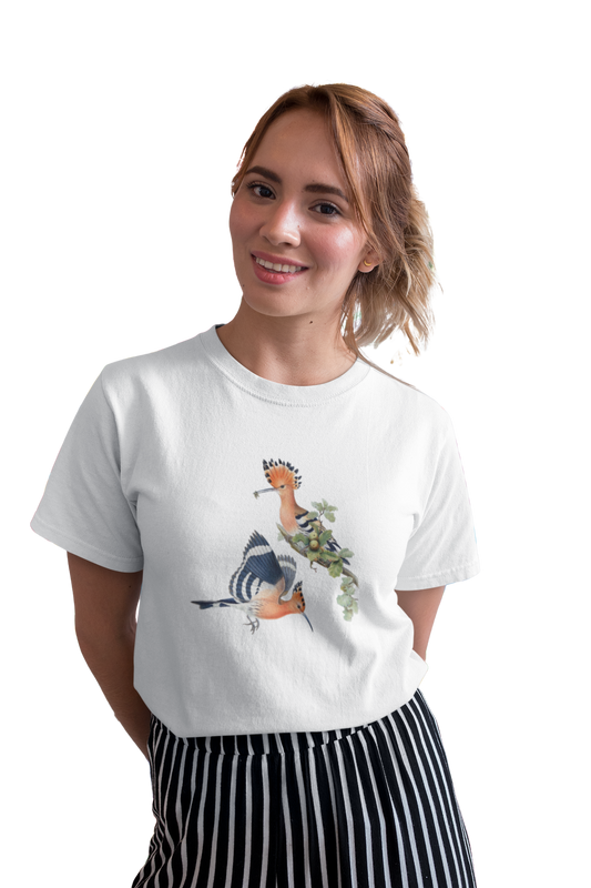 wildlifekart.com Presents Women Cotton Regular Fit T-Shirt | Design : 2 hoopooe