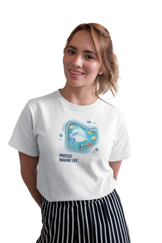 wildlifekart.com Presents Women Cotton Regular Fit T-Shirt | Design : pretech marine life