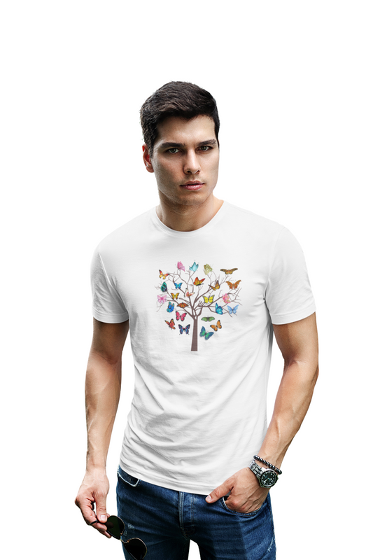 wildlifekart.com Presents Men Cotton Regular Fit T-Shirt | Design : many butterflies on tree - Image 12