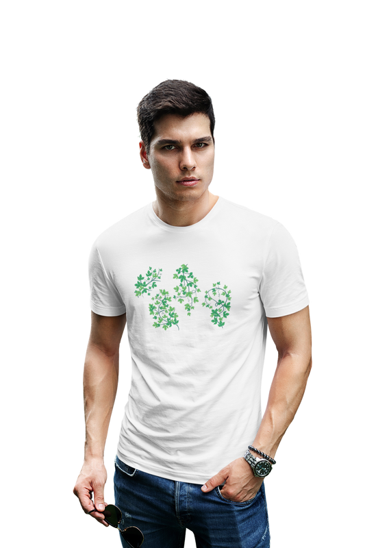 wildlifekart.com Presents Men Cotton Regular Fit T-Shirt | Design : 4 green leaves - Image 14