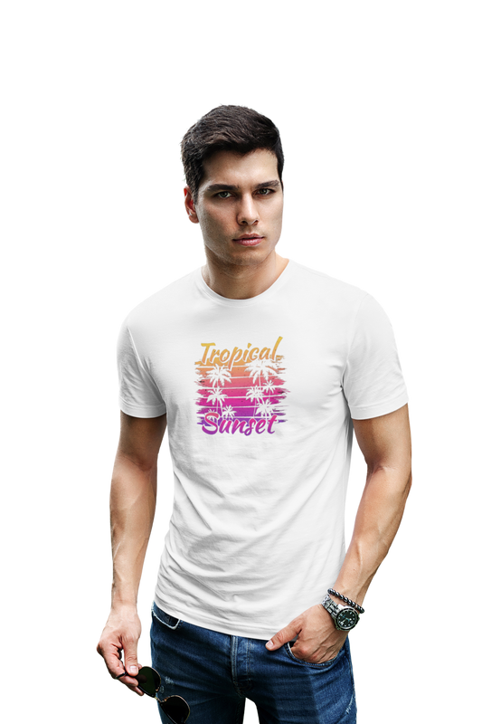 wildlifekart.com Presents Men Cotton Regular Fit T-Shirt | Design : tropical sunset