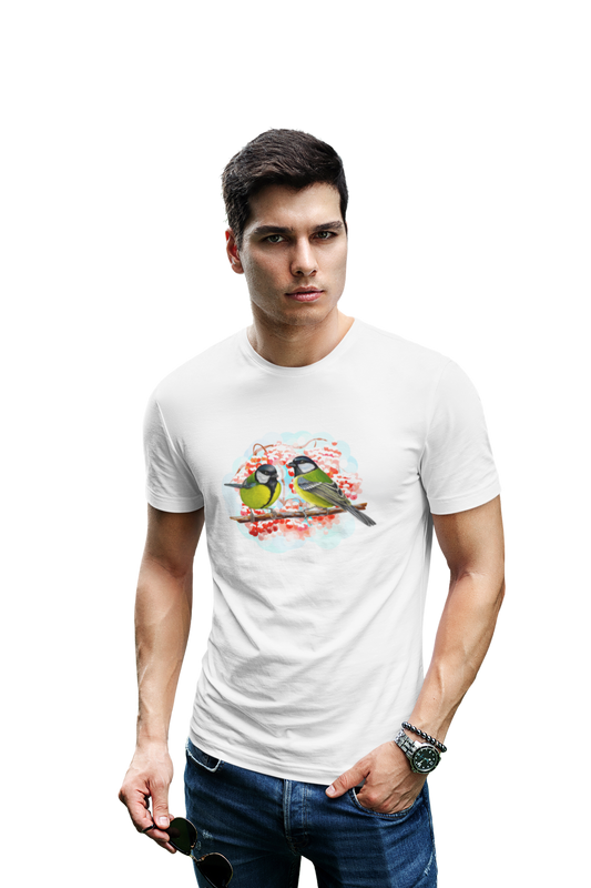 wildlifekart.com Presents Men Cotton Regular Fit T-Shirt | Design : two yellow birds on branch - Image 14