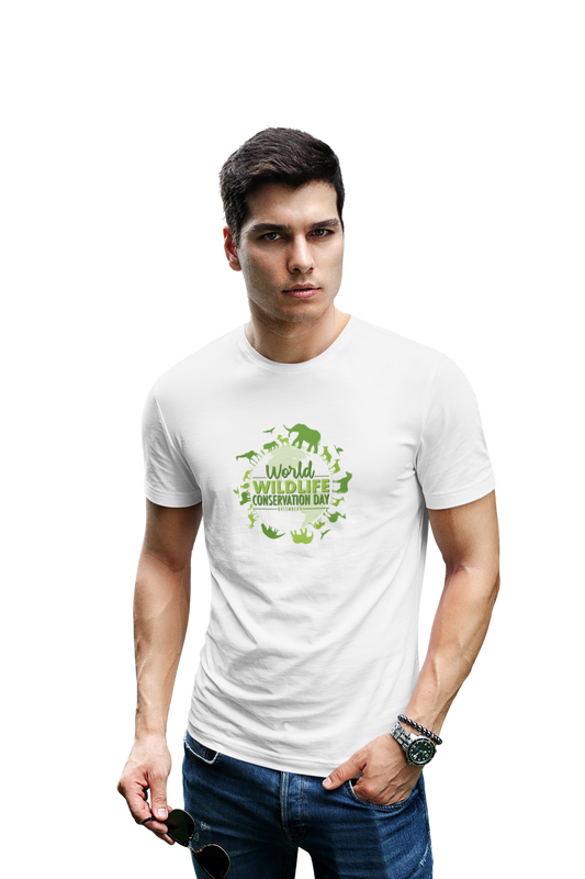 wildlifekart.com Presents Men Cotton Regular Fit T-Shirt | Design : world wildlife conservation day