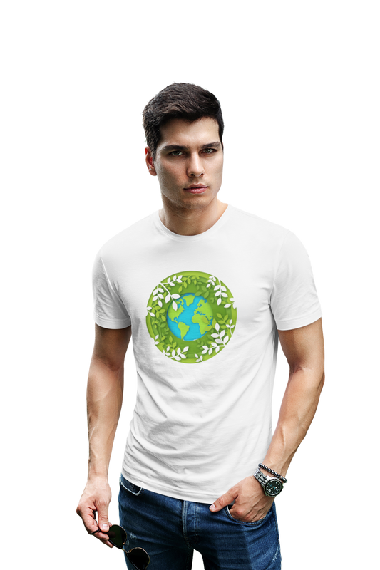 wildlifekart.com Presents Men Cotton Regular Fit T-Shirt | Design : earth in green circle - Image 14