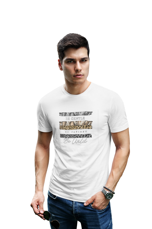wildlifekart.com Presents Men Cotton Regular Fit T-Shirt | Design : be gentle be patient be wild white font