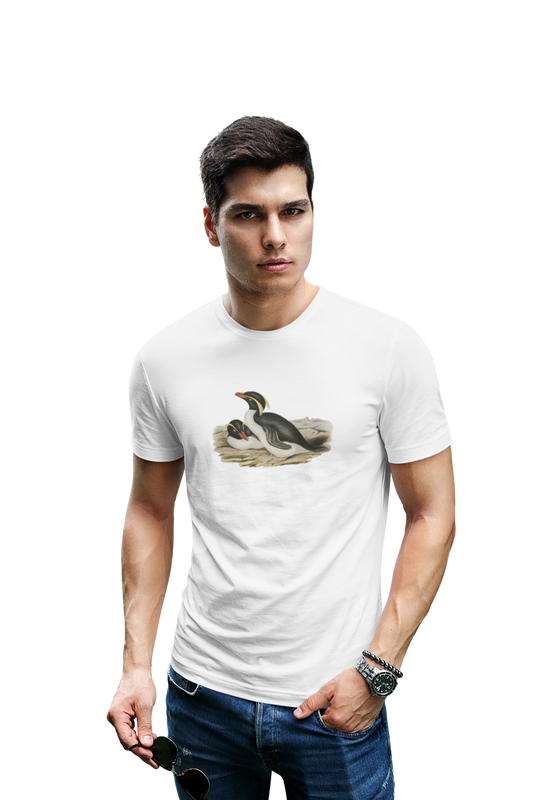 wildlifekart.com Presents Men Cotton Regular Fit T-Shirt | Design : 2 penguins