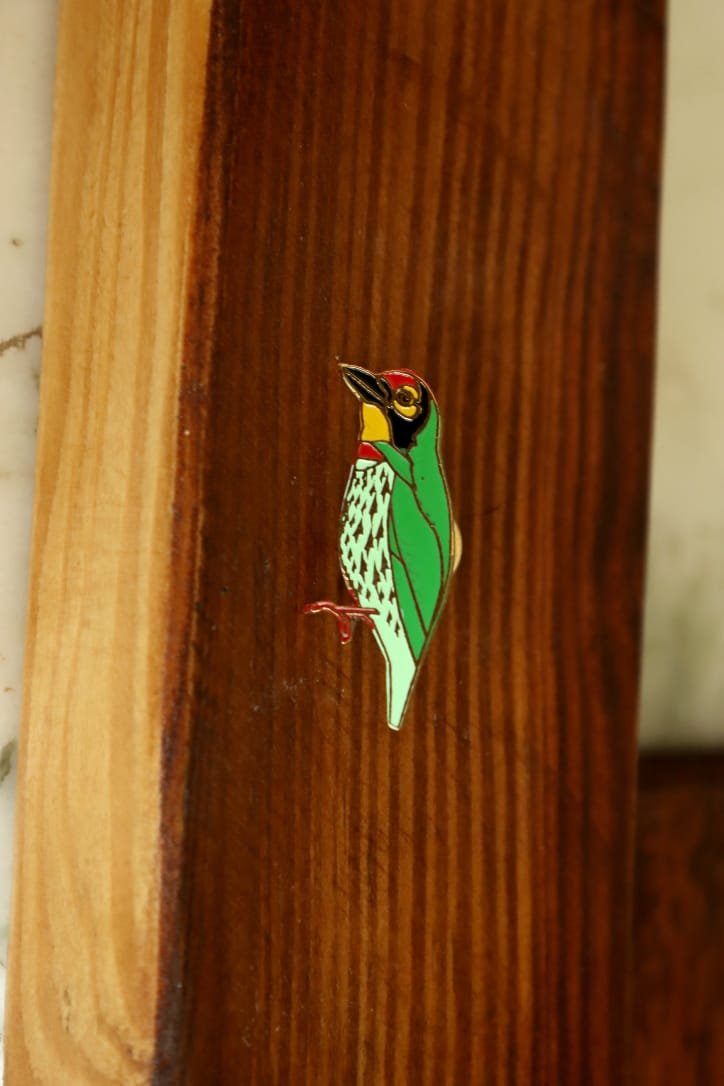 Copper Smith Barbet Bird Lapel Pin by Wildcorner, 1 of its kind Lapel Pin - Image 2