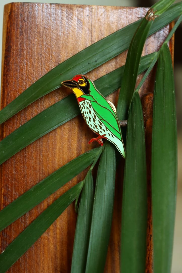 Copper Smith Barbet Bird Lapel Pin by Wildcorner, 1 of its kind Lapel Pin