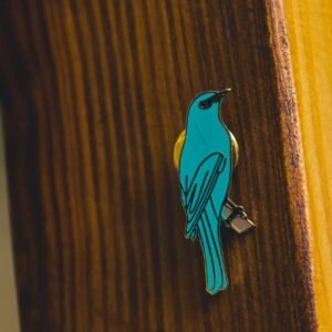 Verditer Flycatcher Bird Lapel Pin by Wildcorner, 1 of its kind Lapel Pin
