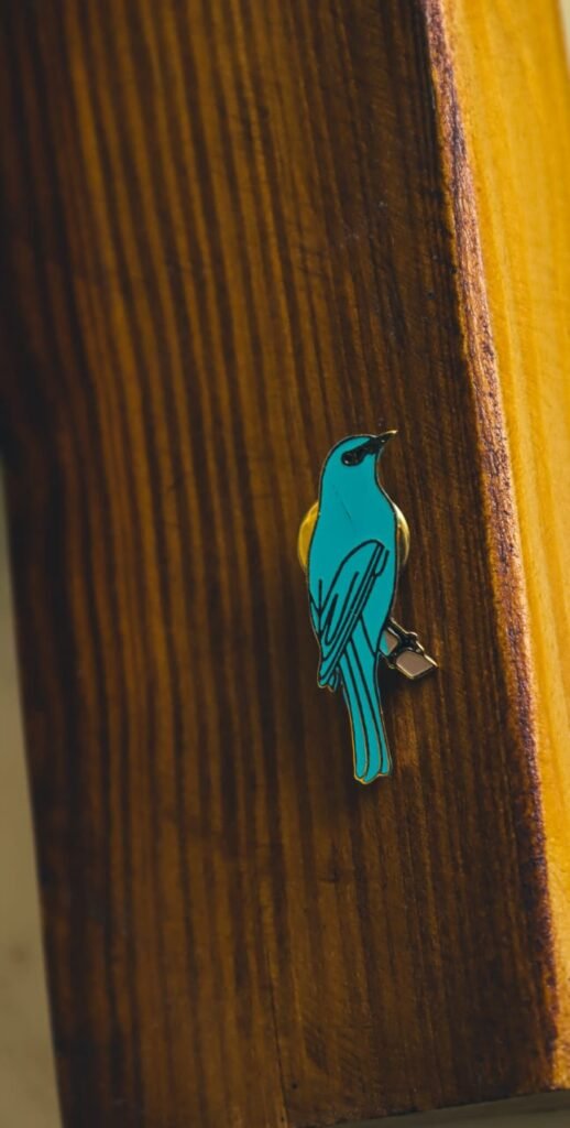 Verditer Flycatcher Bird Lapel Pin by Wildcorner, 1 of its kind Lapel Pin