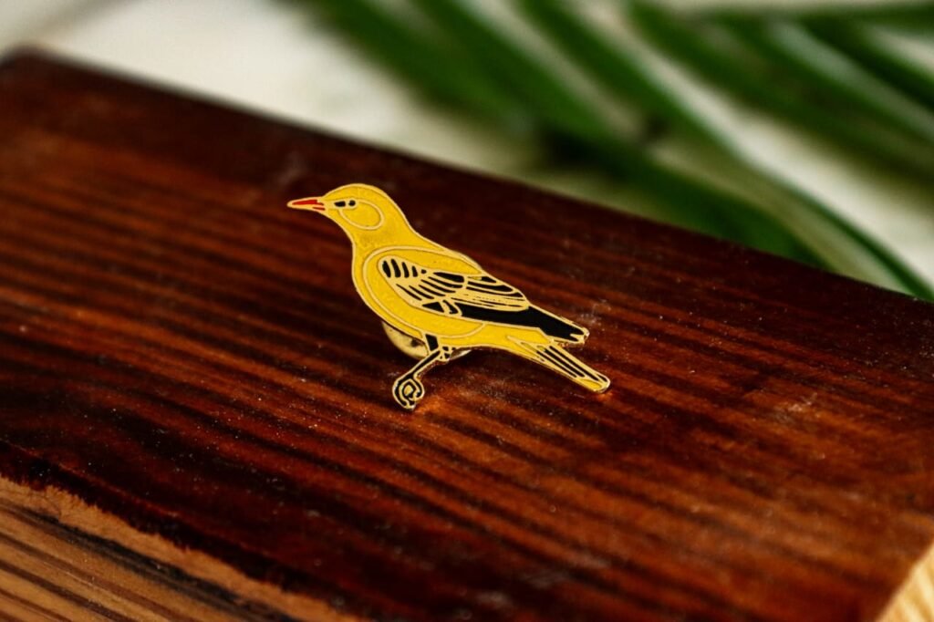 Golden Oriole Bird Lapel Pin by Wildcorner, 1 of its kind Lapel Pin