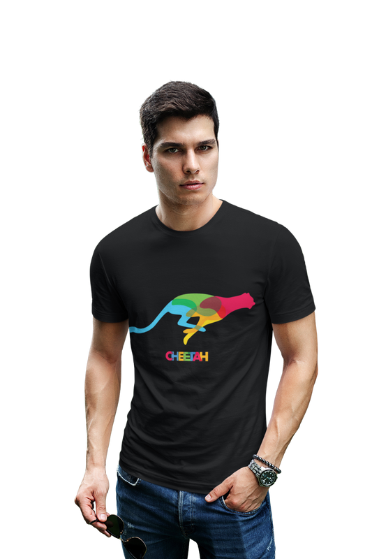 wildlifekart.com Presents Men Cotton Regular Fit T-Shirt | Design : Cheetah