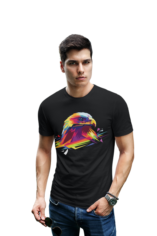 wildlifekart.com Presents Men Cotton Regular Fit T-Shirt | Design :Colourful Eagle