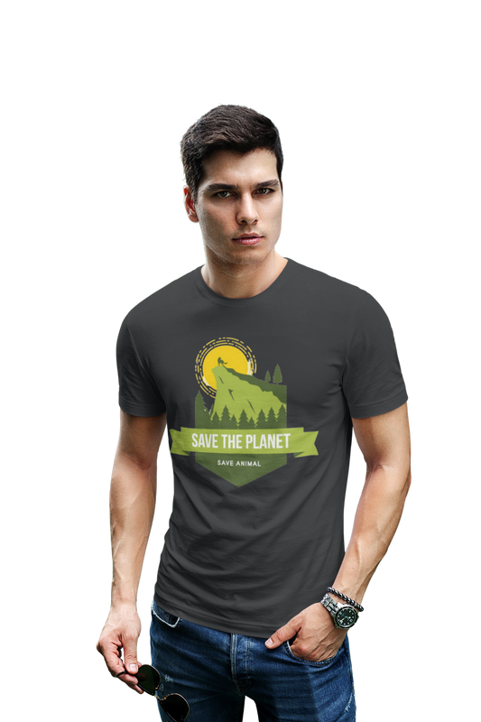 wildlifekart.com Presents Men Cotton Regular Fit T-Shirt | Design :Save Planet
