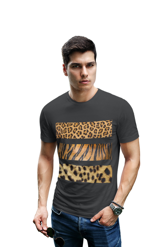 wildlifekart.com Presents Men Cotton Regular Fit T-Shirt | Design : Three Wildlife Strips