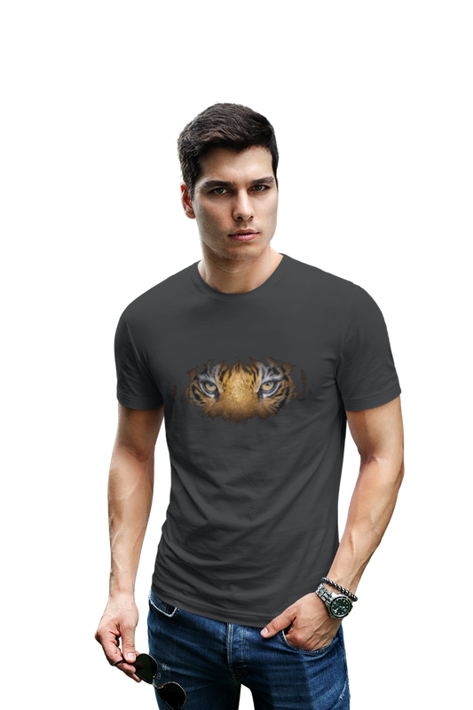 wildlifekart.com Presents Men Cotton Regular Fit T-Shirt | Design : Tiger Eyes