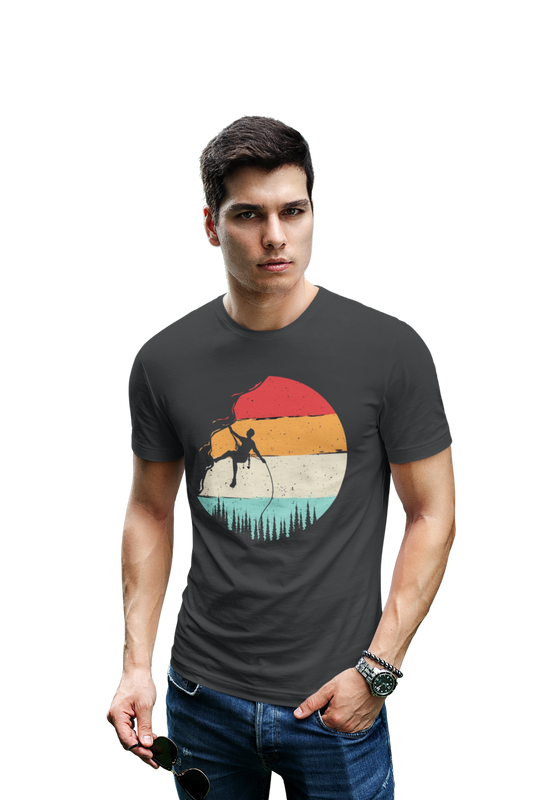 wildlifekart.com Presents Men Cotton Regular Fit T-Shirt | Design : Trekker With Rope