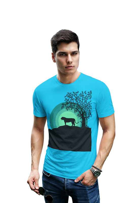 wildlifekart.com Presents Men Cotton Regular Fit T-Shirt | Design :Tiger In Dark