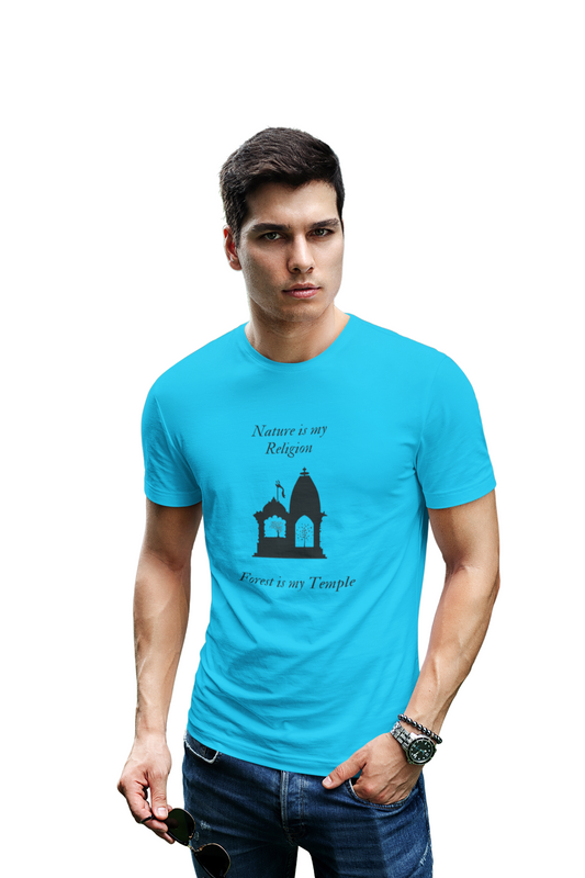 wildlifekart.com Presents Men Cotton Regular Fit T-Shirt | Design : Nature Is My Religion