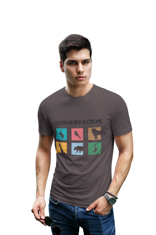 wildlifekart.com Presents Men Cotton Regular Fit T-Shirt | Design :Six Conservation