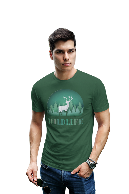 wildlifekart.com Presents Men Cotton Regular Fit T-Shirt | Design : Wildlife Deer