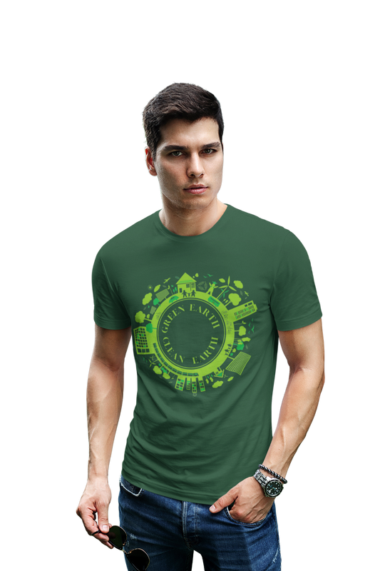 wildlifekart.com Presents Men Cotton Regular Fit T-Shirt | Design :Clean Earth Green Earth