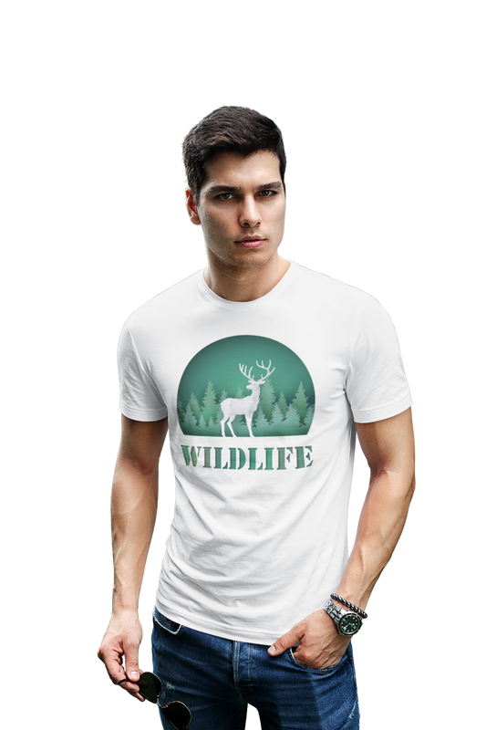 wildlifekart.com Presents Men Cotton Regular Fit T-Shirt | Design : Wildlife Deer - Image 3