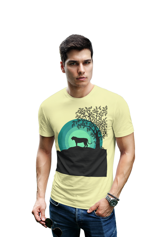 wildlifekart.com Presents Men Cotton Regular Fit T-Shirt | Design :Tiger In Dark - Image 2